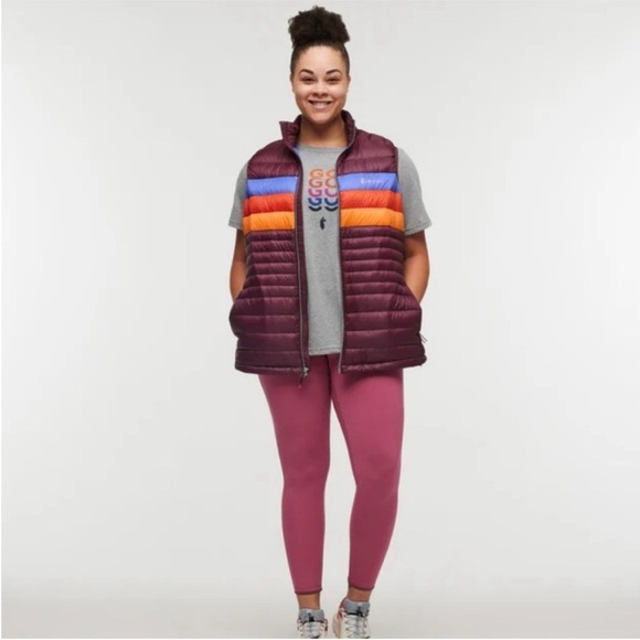Cotopaxi Women’s Medium Fuego Down Insulated Puff Vest Maroon Wine Stripes NWT - Picture 11 of 14